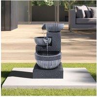 Garden Water Feature Decorate Cascading Tiered Water Fountain Pump Waterfall with LED Lights Indoor/Outdoor, Solar Powered, 3 Bowls