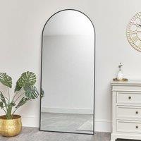 Melody Maison Large Black Arched Wall / Leaner Mirror - 180cm X 80cm | Size: 180 cm X 80 cm