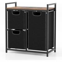 Costway Freestanding Laundry Hamper Laundry Basket Organizer w/3 Pull-Out Removable Bags in Brown