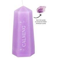 KDMD Calming Crystal Candle with Rough Amethyst in Purple