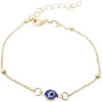 Harfi Women's Gold Plated Beaded Blue Evil Eye Protection Bracelet