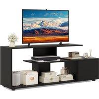 Costway TV Stand for TVs up to 55 3-Tier Media Console Table w/Storage-Black in Black