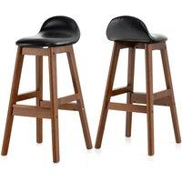 Costway Set of 2 Bar Stools Dining Counter Height Chair Upholstered Padded Seat & Back in Brown