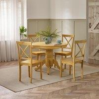 FurnitureboxUK Padstow Wooden Extending Dining Table & 6 Millford Chairs in Light Oak