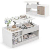 Costway Lift Top Coffee Table Modern Wooden Lift Top Dining Cocktail Table Living Room in White