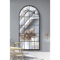 MirrorOutlet The Arcus - Antique Black Framed Arched Window Leaner/Wall Mirror 71" X 33.5" (180x85CM) | Size: 1 Pack