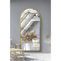 MirrorOutlet The Arcus Gold metal Arched Window Leaner / Wall Mirror 71" X 33.5" (180x85CM) | Size: 1 Pack