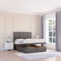 Sloomy Jasmine Naples Fabric Ottoman Bed End Opening With Sprung Memory Mattress & 26 Inch strut Headboard in Dark Grey | Size: Super King