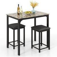 Costway Counter-height Dining Table Set 3-Piece Bar Table Set w/1 Table Coffee in Black