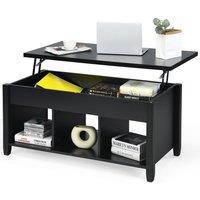 Costway Lift Top Coffee Table Modern Wooden Lift Top Dining Cocktail Table Living Room in Black
