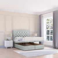 Sloomy Montana Naples Fabric Ottoman Bed End Opening With Sprung Memory Mattress & 26 Inch strut Headboard in Silver | Size: Small Double