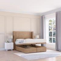 Sloomy Devonshire Naples Fabric Ottoman Bed End Opening With Sprung Memory Mattress & 54 Inch Floorstanding Headboard With Wings | Size: Super King