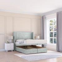 Sloomy Devonshire Naples Fabric Ottoman Bed End Opening With Sprung Memory Mattress & 54 Inch Floorstanding Headboard With Wings | Size: Super King