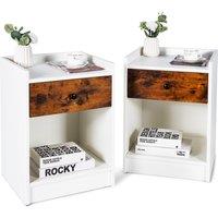 Costway Set of 2 Nightstand Modern Sofa Side Table Bedroom End Table Cabinet W/ Drawer in White