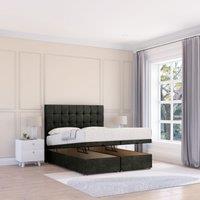 Sloomy Alabama Dumfries Fabric Ottoman Bed End Opening With Sprung Memory Mattress & 26 Inch strut Headboard in Black | Size: King