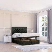 Sloomy Montana Dumfries Fabric Ottoman Bed End Opening With Sprung Memory Mattress & 26 Inch strut Headboard in Black | Size: Super King