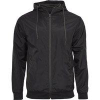 Build Your Brand Men's Zip Up Wind Runner Jacket in Black | Size: XL