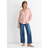 Gini London Women's Blush Stripe Oversized Shirt in Pink | Size: Large/XL