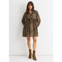 Gini London Women's Brown Animal Smock Mini Dress | Size: 10