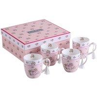London Boutique Cups Mugs Set 4 in Gift Box 330ML in Pink