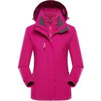 MODISHION Women's Classic 3 in 1 Waterproof Windproof Jacket in Rose | Size: Small