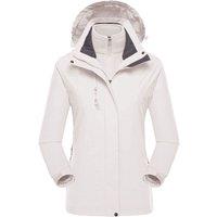 MODISHION Women's Classic 3 in 1 Waterproof Windproof Jacket in Ivory | Size: Small