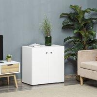 HOMCOM Cabinet w/ Shelves & Door Wooden Sideboard Freestanding Cupboard in White