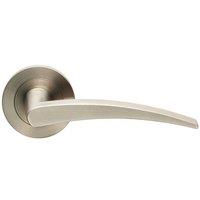 Loops PAIR Slim Arched Flat Lever on Round Rose Concealed Fix Satin Stainless Steel in Metallics