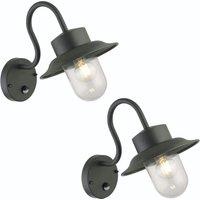 First Choice Lighting Set of 2 Montford - Black Motion Sensor Outdoor Wall Lights