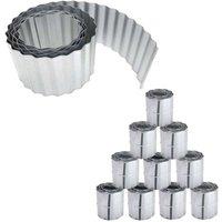 Primrose Galvanised Metal Garden Lawn Wavy Edge Border Edging Roll in Silver | Size: 10 Pack