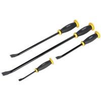 Loops 4 Piece Angled Pry Bar Set - Hammer Caps - Heat Treated Steel Shafts - Soft Grip in Metallics