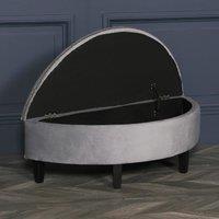 Glasstone Grey Velvet Storage Pouf Ottoman
