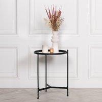 Glasstone Black Iron Round Side Table with Antique Mirror Glass