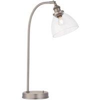 Netlighting Hansen Task Table Lamp Brushed Silver Paint Clear Glass