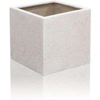 Primrose Poly-Terrazzo White Square Cube Planter Stone Effect With Bung 52cm