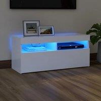 Berkfield Home TV Cabinet with LED Lights White 90x35x40 cm | Size: 90 x 35 x 40 cm