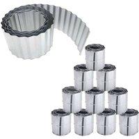 Primrose Rust Proof Galvanised Garden Lawn Steel Edging Corrugated Roll to Reduce Edge Weed Transfer in Silver | Size: 10 Pack