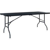 Berkfield Home Folding Garden Table Black 180x75x72 cm HDPE Imitation Rattan | Size: 180 x 75 x 72 cm