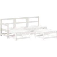 5 Piece Garden Lounge Set White Solid Wood Pine