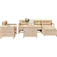 7 Piece Garden Sofa Set Solid Wood Pine