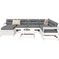 8 Piece Garden Sofa Set White Solid Wood Pine