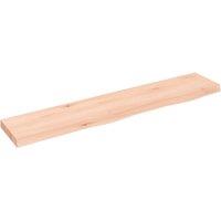 Berkfield Home Wall Shelf 100x20x4 cm Untreated Solid Wood Oak in Brown | Size: 100 x 20 x 4 cm