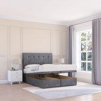 Sloomy Highbury Coniston Ottoman Bed End Opening With Sprung Memory Mattress & 26 Inch strut Headboard in Dark Grey | Size: Super King