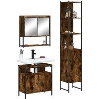 Berkfield Home 3 Piece Bathroom Furniture Set Smoked Oak Engineered Wood in Brown