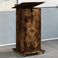 Berkfield Home Lectern with Wheels & Drawer Smoked Oak 55x55x107 cm Engineered Wood in Brown | Size: 55 x 55 x 107 cm
