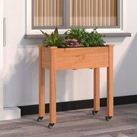 Berkfield Home Wheeled Planter with Liner Brown 71x37x80 cm Solid Wood Fir | Size: 71 x 37 x 80 cm