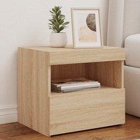 Berkfield Home Bedside Cabinet with LED Lights Sonoma Oak 50x40x45 cm in Brown | Size: 50 x 40 x 45 cm