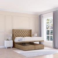 Sloomy Dior Naples Fabric Ottoman Bed End Opening With Sprung Memory Mattress & 54 Inch Floorstanding Headboard With Wings | Size: Super King