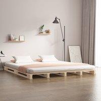 Berkfield Home Pallet Bed 135x190 cm Double Wood Pine in Brown