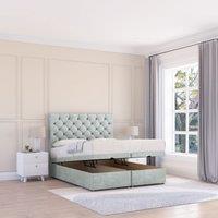 Sloomy Mayfair Naples Fabric Ottoman Bed End Opening With Sprung Memory Mattress & 26 Inch strut Headboard in Silver | Size: Small Single